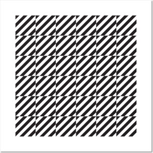 Black and white diagonal lines op art pattern Posters and Art